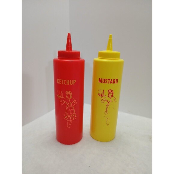TableCraft Diner Waitress Ketchup Mustard Squeeze Bottles Set 12 oz G-112 - Picture 2 of 5